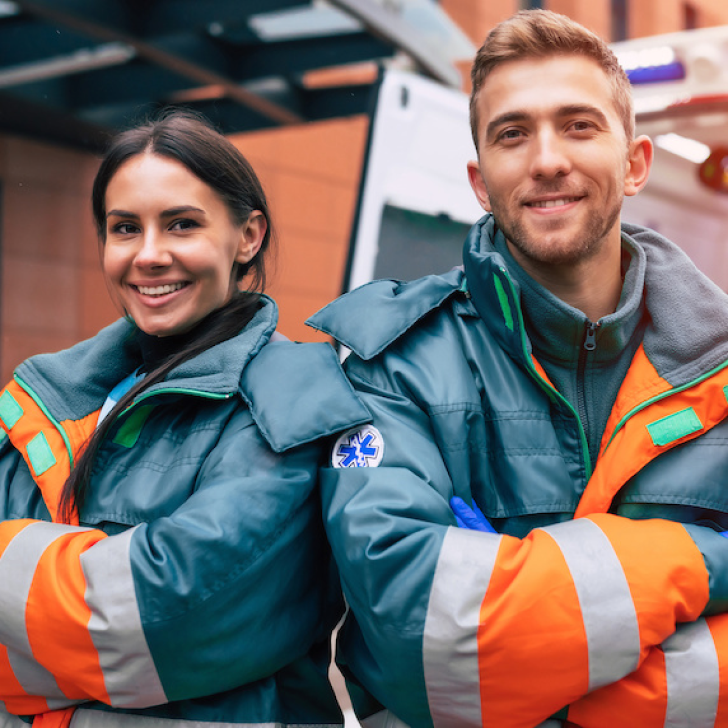 first respondersâ a man and a woman standing side by side